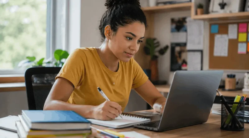 Estudante consultando informações sobre o Sisu 2026 em um notebook.