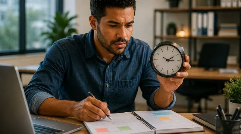 Trabalhador brasileiro analisando jornada flexível em modelo de trabalho por hora